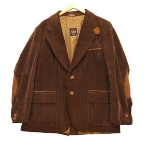 vtg EUROPE CRAFT Corduroy Blazer Jacket Brown Suede Elbow Patches Trim Size 46